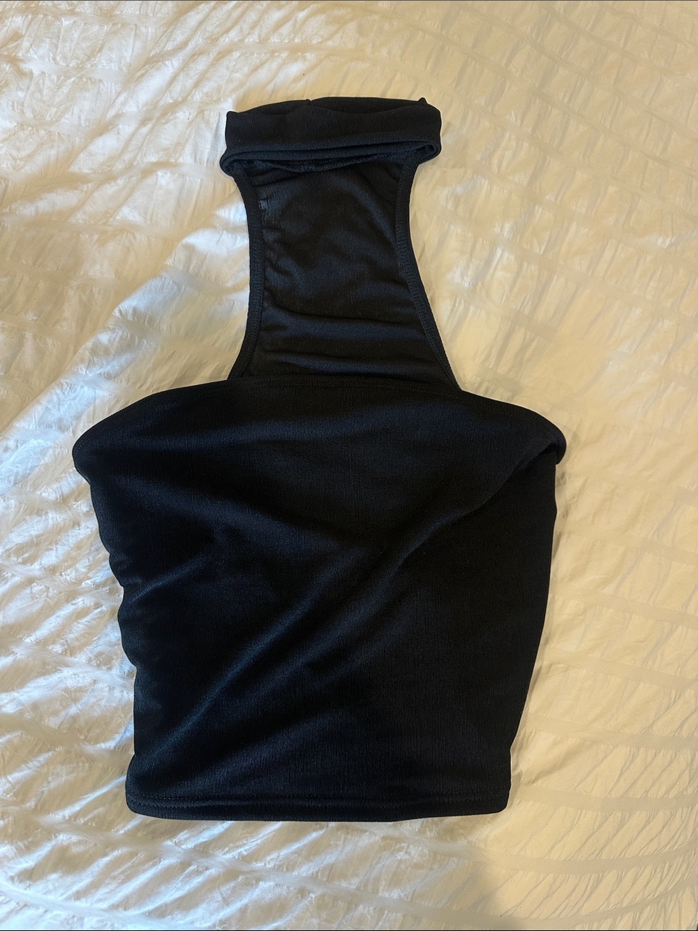 SHEIN Black Cutout Halter Crop Top